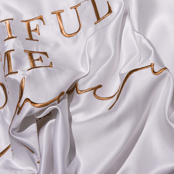 91家纺网 家纺一手货源 找家纺 首尔家纺 2026春夏新款水洗真丝绣花四件套寐系列 本白