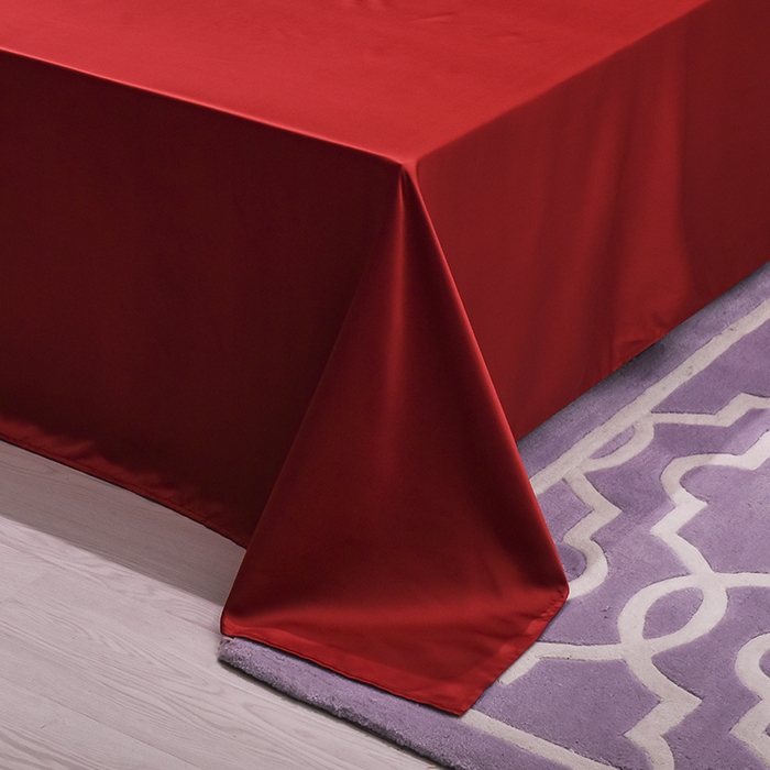 91家纺网 家纺一手货源 找家纺 首尔家纺 2026春夏新款水洗真丝绣花四件套寐系列 石榴红