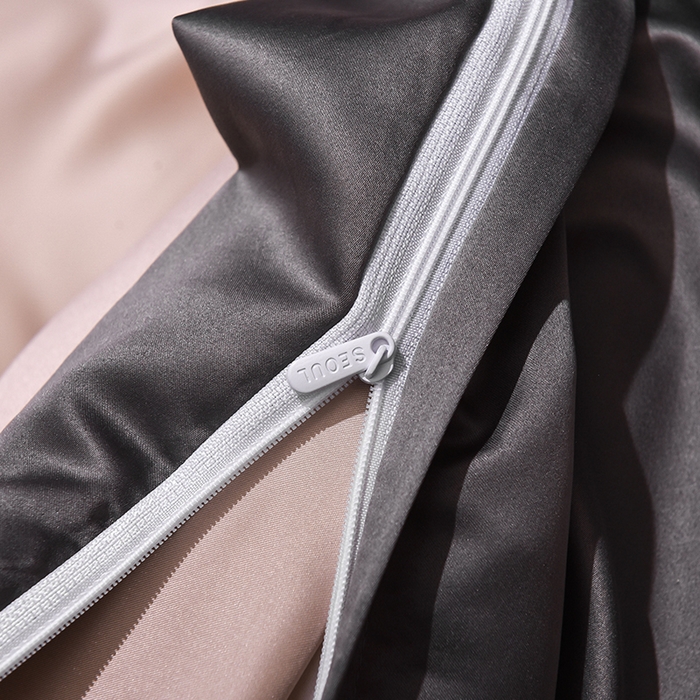 91家纺网 家纺一手货源 找家纺 首尔家纺 2026春夏新款水洗真丝绣花四件套寐系列 太妃咖