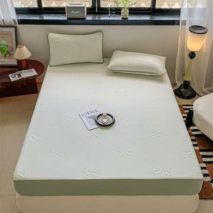 91家纺网 家纺一手货源 找家纺 席匠 2026新款亲肤舒适凉感凉席席子-蝴蝶结床笠款 蝴蝶结-绿