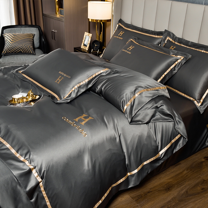 91家纺网 家纺一手货源 找家纺 （总）首尔家纺 2026新款水洗真丝绣花四件套H系列