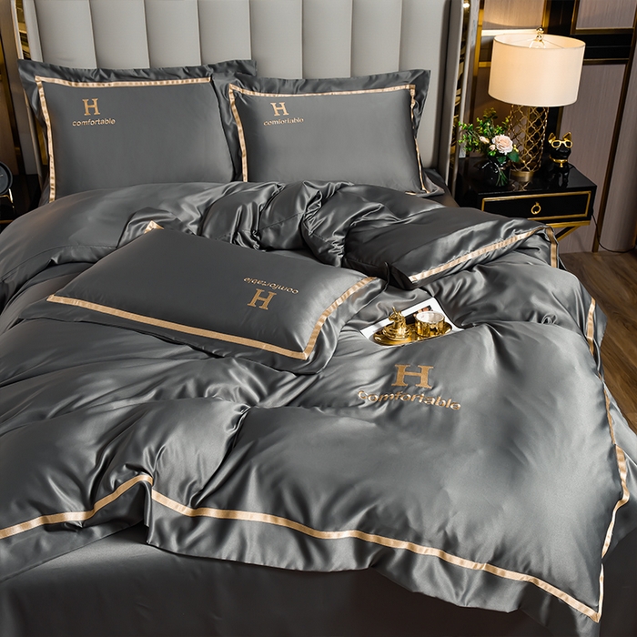 91家纺网 家纺一手货源 找家纺 （总）首尔家纺 2026新款水洗真丝绣花四件套H系列