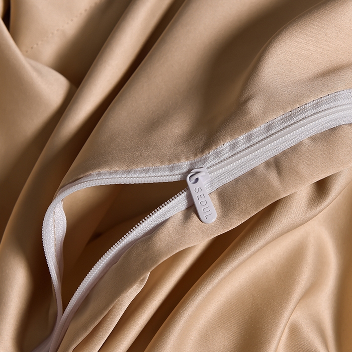 91家纺网 家纺一手货源 找家纺 首尔家纺 2026新款水洗真丝绣花四件套H系列 H-魔法金