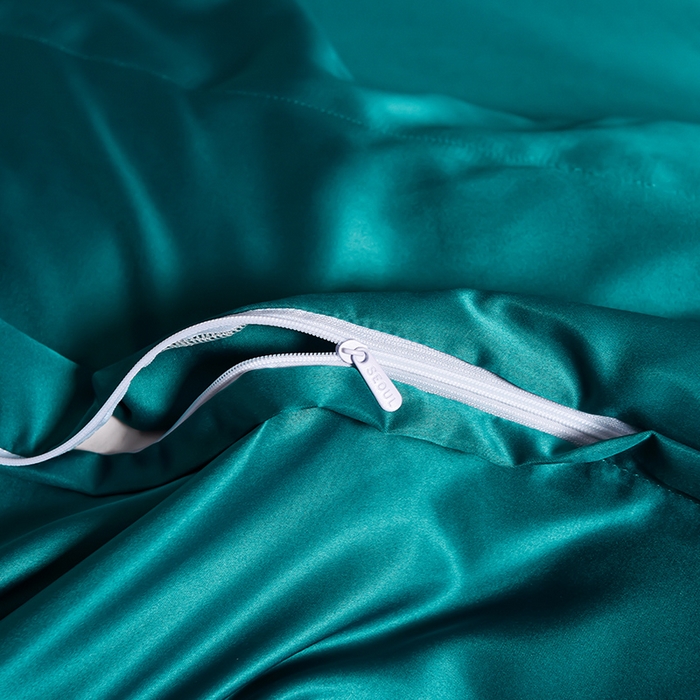 91家纺网 家纺一手货源 找家纺 首尔家纺 2026新款水洗真丝绣花四件套H系列 H-钢质绿