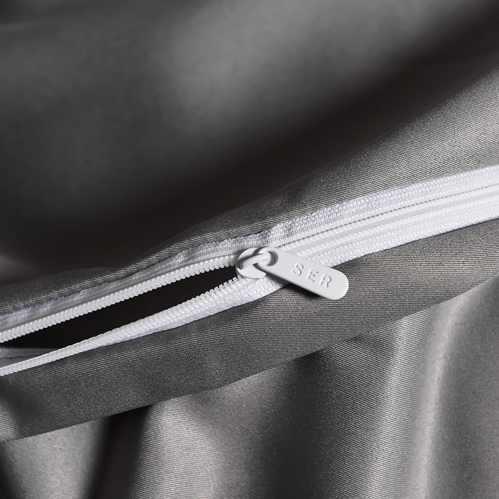 91家纺网 家纺一手货源 找家纺 首尔家纺 2026新款水洗真丝绣花四件套H系列 H-浅灰