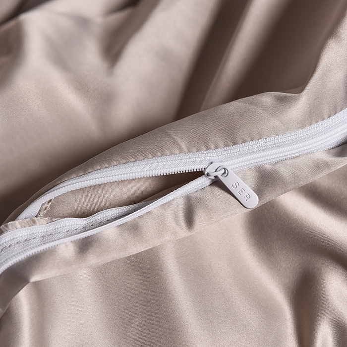 91家纺网 家纺一手货源 找家纺 首尔家纺 2026新款水洗真丝绣花四件套H系列 H-浅卡其