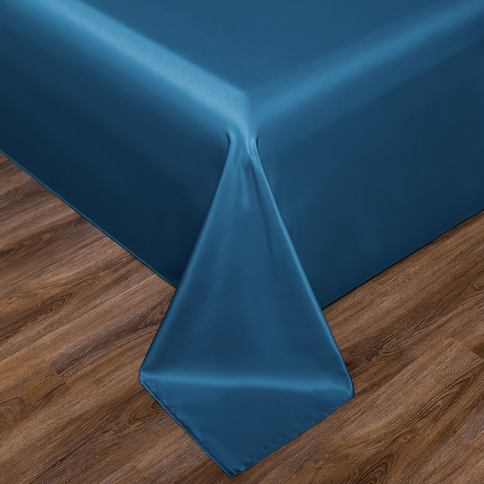 91家纺网 家纺一手货源 找家纺 首尔家纺 2026新款水洗真丝绣花四件套H系列 H-科技蓝