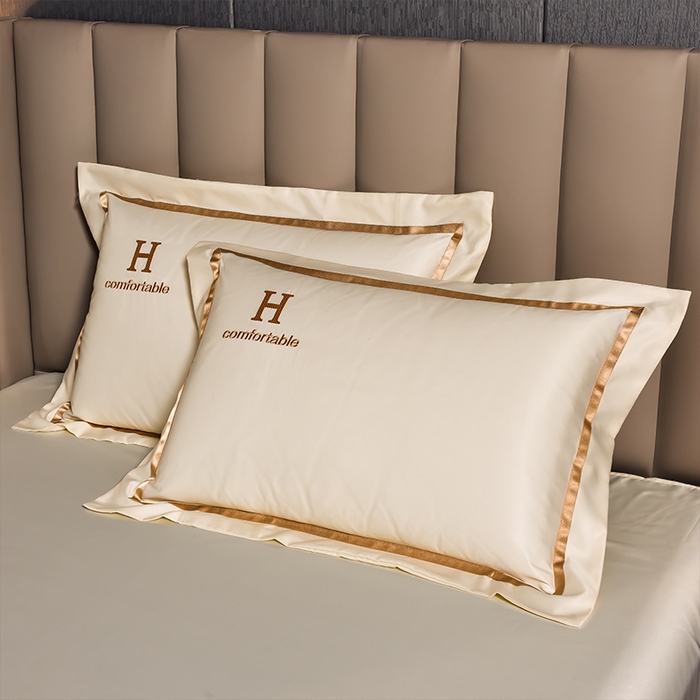 91家纺网 家纺一手货源 找家纺 首尔家纺 2026新款水洗真丝绣花四件套H系列 H-晴空白