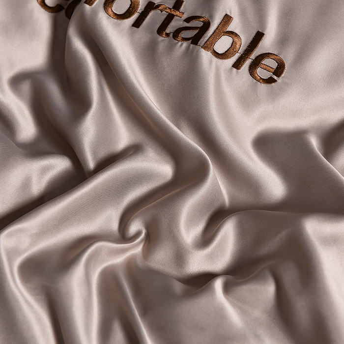 91家纺网 家纺一手货源 找家纺 首尔家纺 2026新款水洗真丝绣花四件套H系列 H-浅卡其