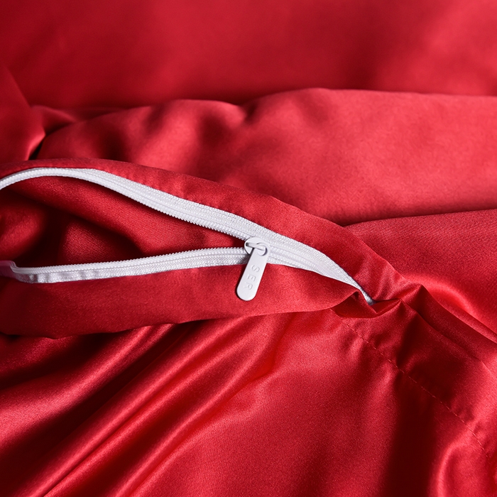 91家纺网 家纺一手货源 找家纺 首尔家纺 2026新款水洗真丝绣花四件套H系列 H-玛瑙红