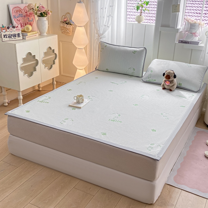 91家纺网 家纺一手货源 找家纺 家喜爱 2026新款冰感豆豆软凉席高克重加捻不起球-场景二 卡帕巴拉-绿色