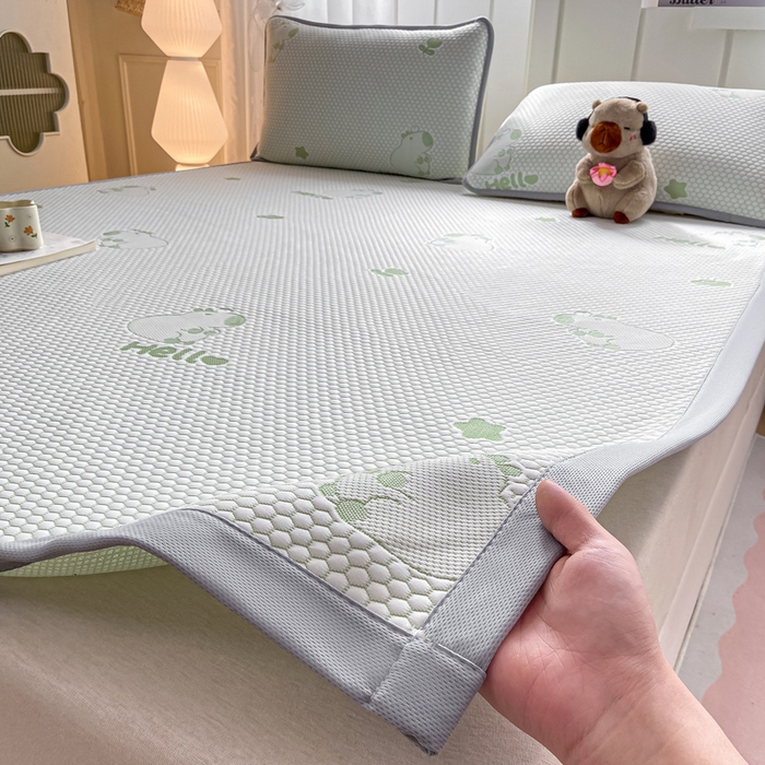 91家纺网 家纺一手货源 找家纺 家喜爱 2026新款冰感豆豆软凉席高克重加捻不起球-场景二 卡帕巴拉-绿色