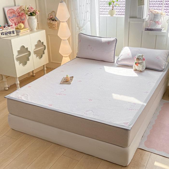 91家纺网 家纺一手货源 找家纺 家喜爱 2026新款冰感豆豆软凉席高克重加捻不起球-场景二 卡帕巴拉-粉色