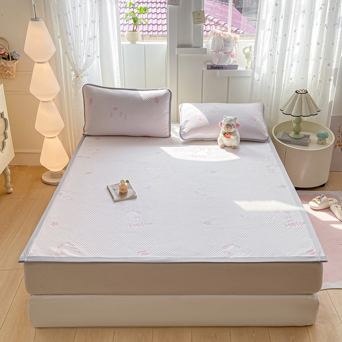 91家纺网 家纺一手货源 找家纺 家喜爱 2026新款冰感豆豆软凉席高克重加捻不起球-场景二 卡帕巴拉-粉色