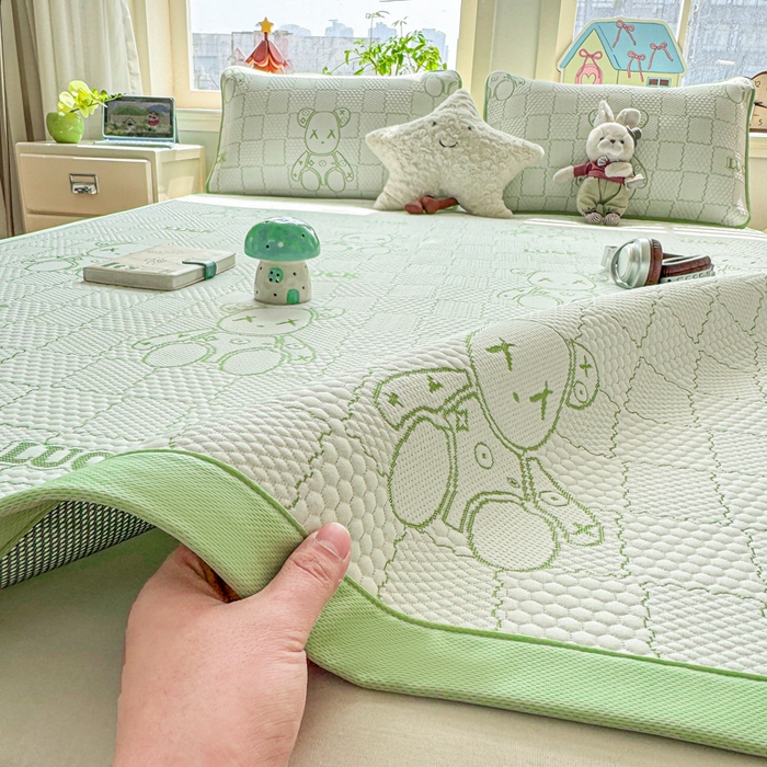 家喜爱 2026新款冰感豆豆软凉席高克重加捻不起球-场景二 LUCK小冰熊-绿
