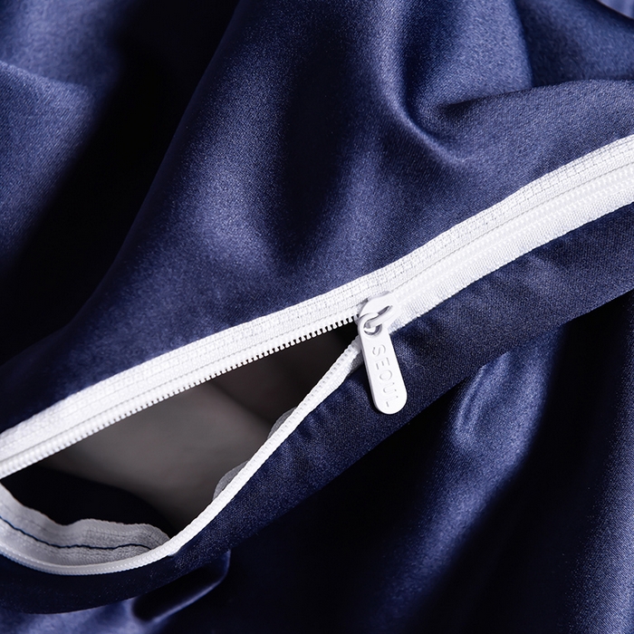 91家纺网 家纺一手货源 找家纺 首尔家纺 2026新款水洗真丝绣花四件套H系列 H-深蓝