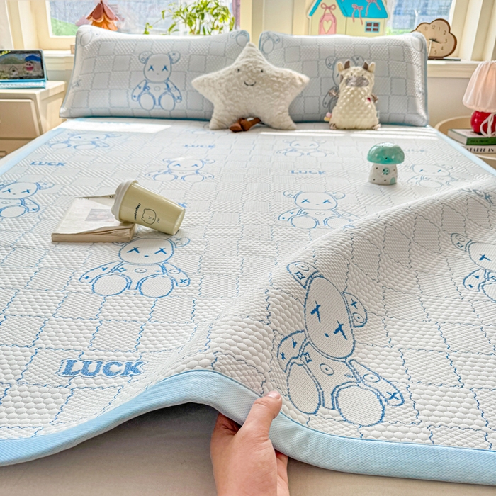 家喜爱 2026新款冰感豆豆软凉席高克重加捻不起球-场景二 LUCK小冰熊-蓝