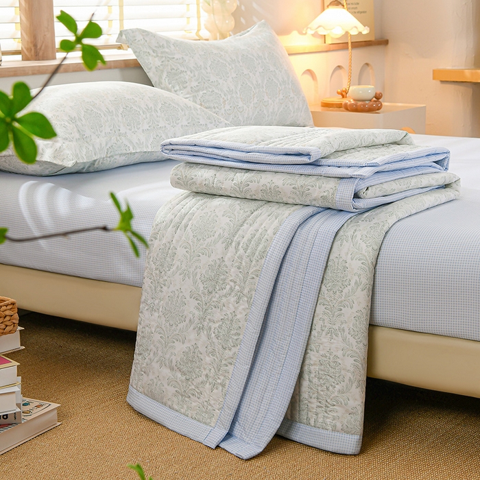 91家纺网 家纺一手货源 找家纺 圣靓家纺 2026新款清新水洗夏被被子被芯 春意