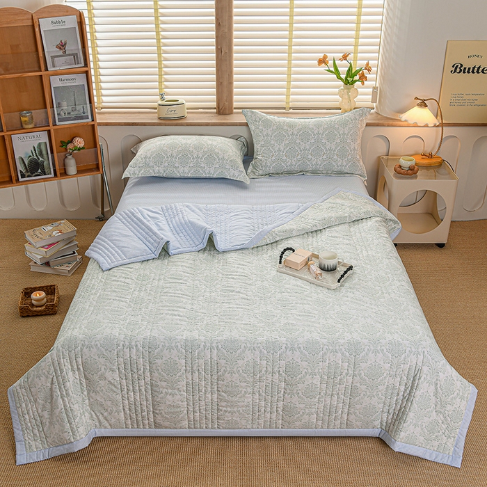 91家纺网 家纺一手货源 找家纺 圣靓家纺 2026新款清新水洗夏被被子被芯 春意