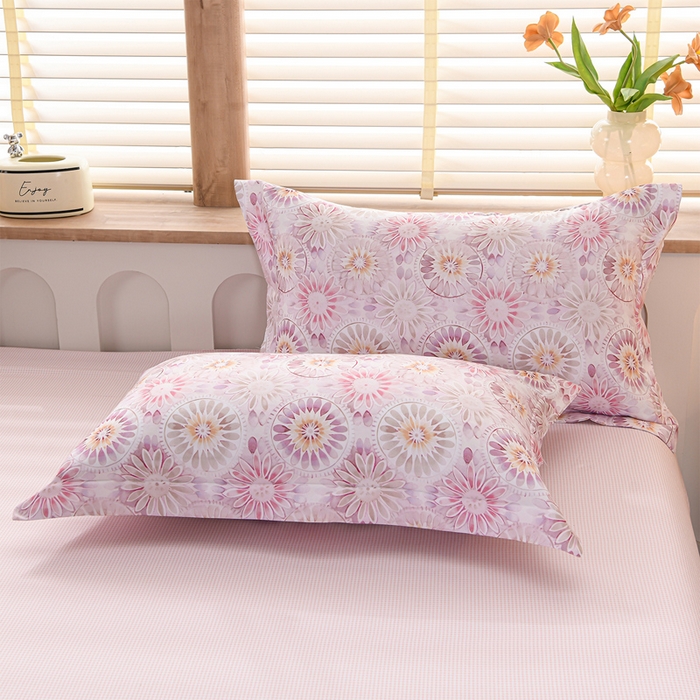 91家纺网 家纺一手货源 找家纺 圣楚家纺 2026新款清新水洗夏被被子被芯 花语-粉