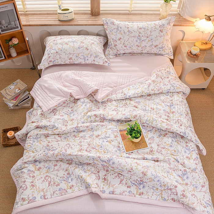 91家纺网 家纺一手货源 找家纺 圣楚家纺 2026新款清新水洗夏被被子被芯 媚影