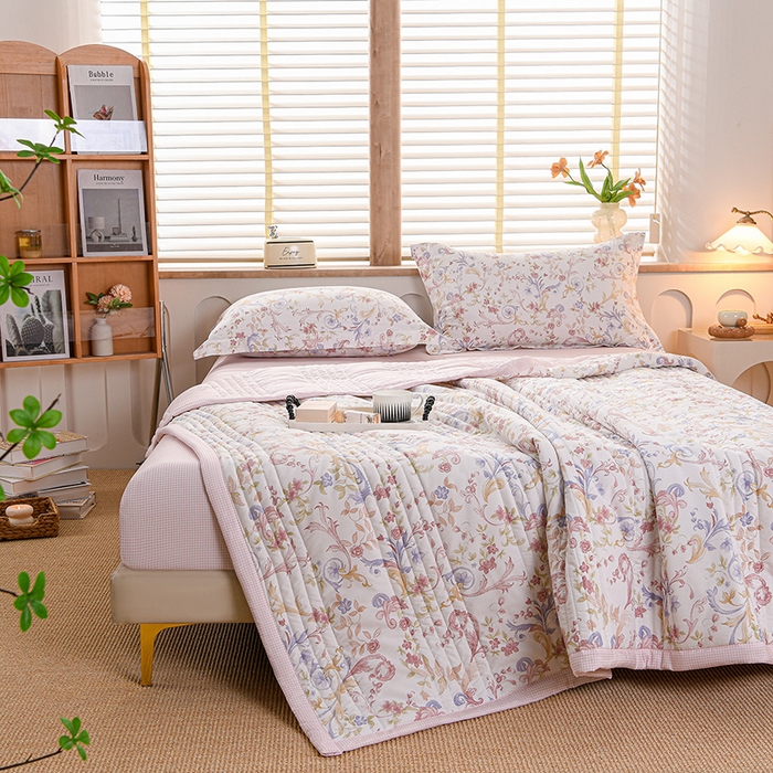 91家纺网 家纺一手货源 找家纺 圣楚家纺 2026新款清新水洗夏被被子被芯 媚影