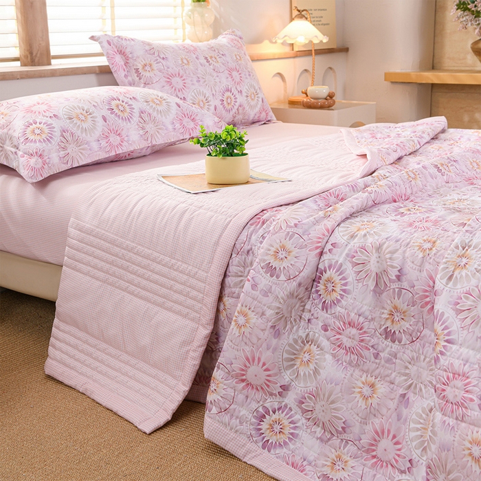 圣楚家纺 2026新款清新水洗夏被被子被芯 花语-粉