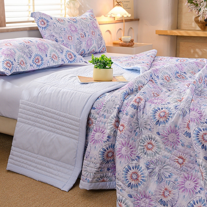 圣楚家纺 2026新款清新水洗夏被被子被芯 花语-蓝