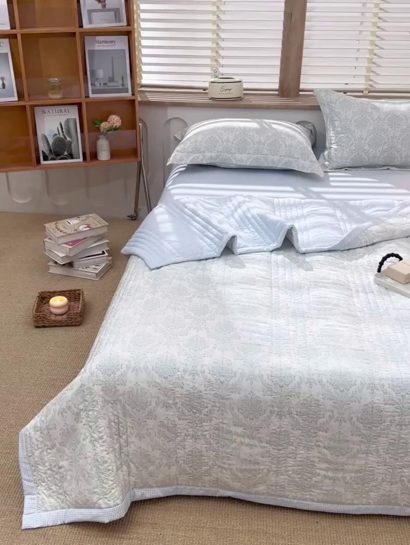 91家纺网 家纺一手货源 找家纺 圣楚家纺 2026新款清新水洗夏被被子被芯 春意