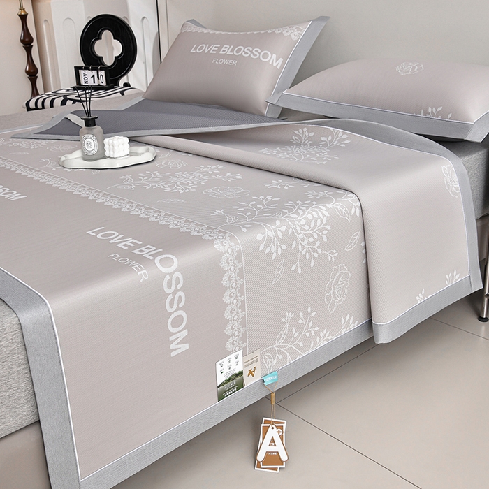 91家纺网 家纺一手货源 找家纺 （总）小牛席业 2026新款PE凉感清新叶语冰丝席凉席席子