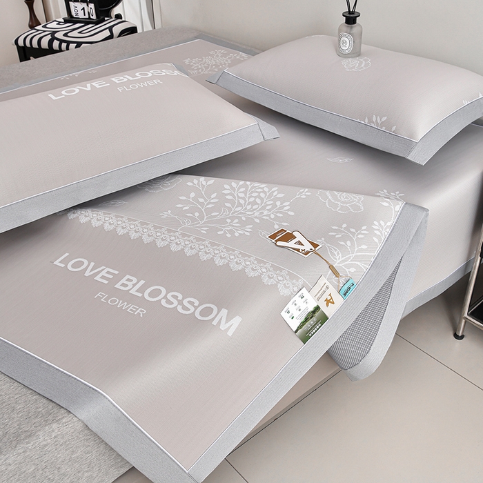 91家纺网 家纺一手货源 找家纺 （总）小牛席业 2026新款PE凉感清新叶语冰丝席凉席席子