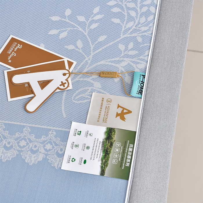 91家纺网 家纺一手货源 找家纺 小牛席业 2026新款PE凉感清新叶语冰丝席凉席席子 蓝色