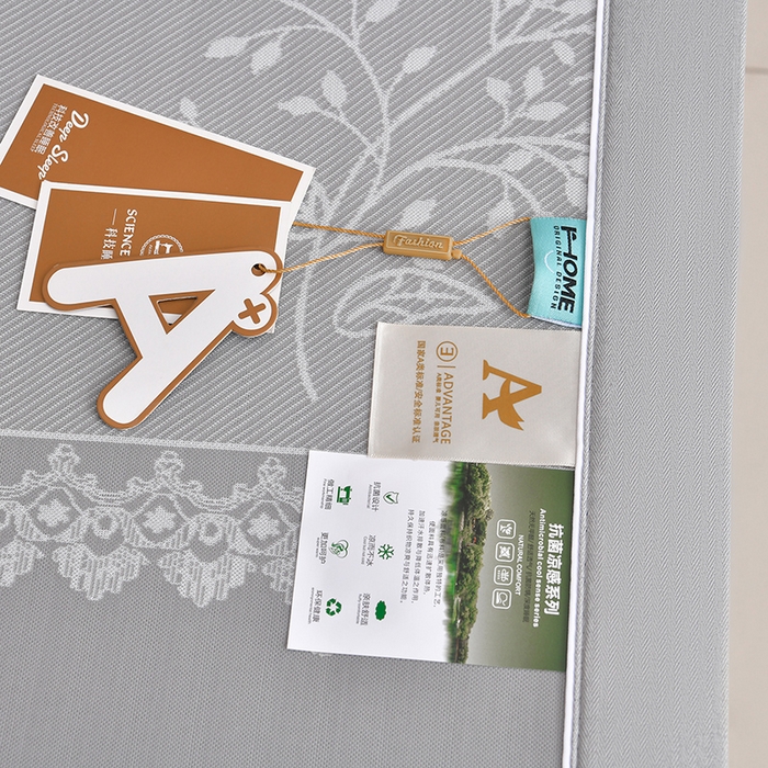 91家纺网 家纺一手货源 找家纺 小牛席业 2026新款PE凉感清新叶语冰丝席凉席席子 灰色