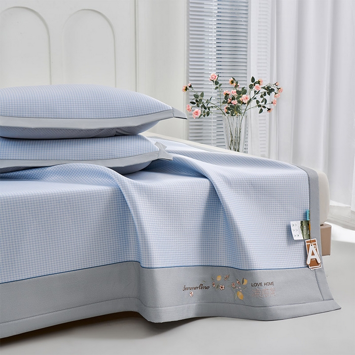 91家纺网 家纺一手货源 找家纺 小牛席业 2026新款柠檬清凉冰丝席凉席席子 蓝色