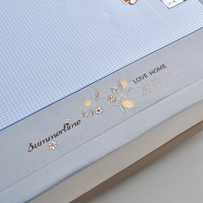 91家纺网 家纺一手货源 找家纺 小牛席业 2026新款柠檬清凉冰丝席凉席席子 蓝色