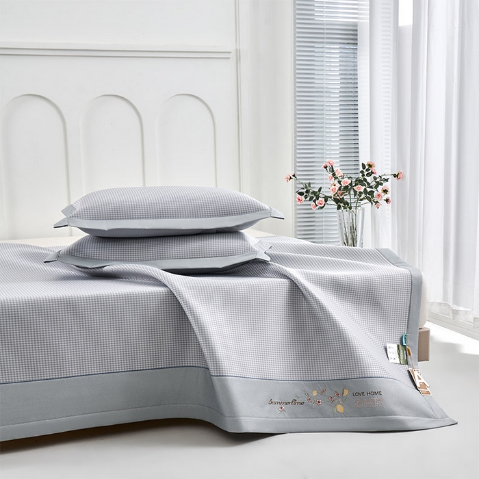 91家纺网 家纺一手货源 找家纺 小牛席业 2026新款柠檬清凉冰丝席凉席席子 灰色