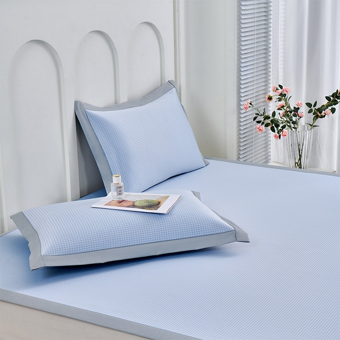 91家纺网 家纺一手货源 找家纺 小牛席业 2026新款柠檬清凉冰丝席凉席席子 蓝色