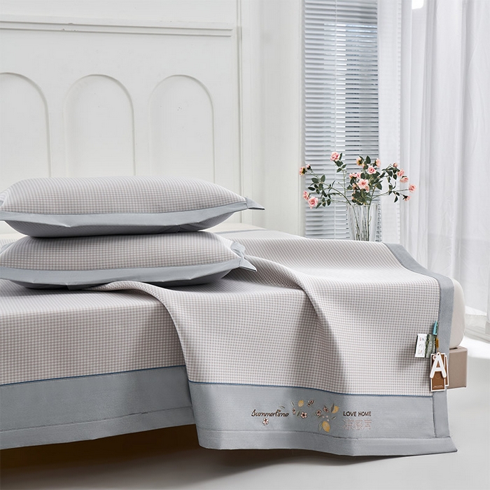 91家纺网 家纺一手货源 找家纺 小牛席业 2026新款柠檬清凉冰丝席凉席席子 香槟