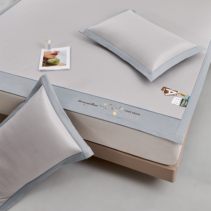 91家纺网 家纺一手货源 找家纺 小牛席业 2026新款柠檬清凉冰丝席凉席席子 香槟