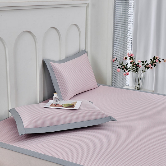 91家纺网 家纺一手货源 找家纺 小牛席业 2026新款柠檬清凉冰丝席凉席席子 粉色