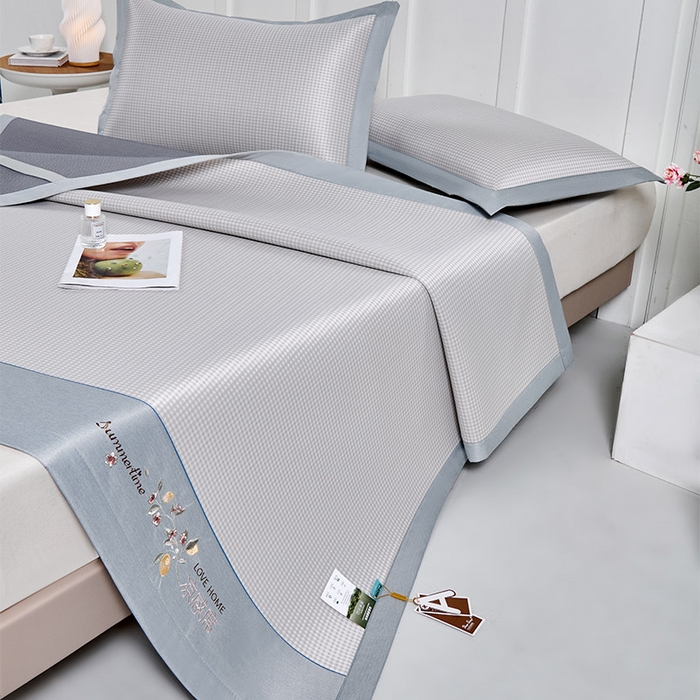 91家纺网 家纺一手货源 找家纺 小牛席业 2026新款柠檬清凉冰丝席凉席席子 香槟