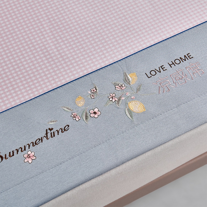 91家纺网 家纺一手货源 找家纺 小牛席业 2026新款柠檬清凉冰丝席凉席席子 粉色