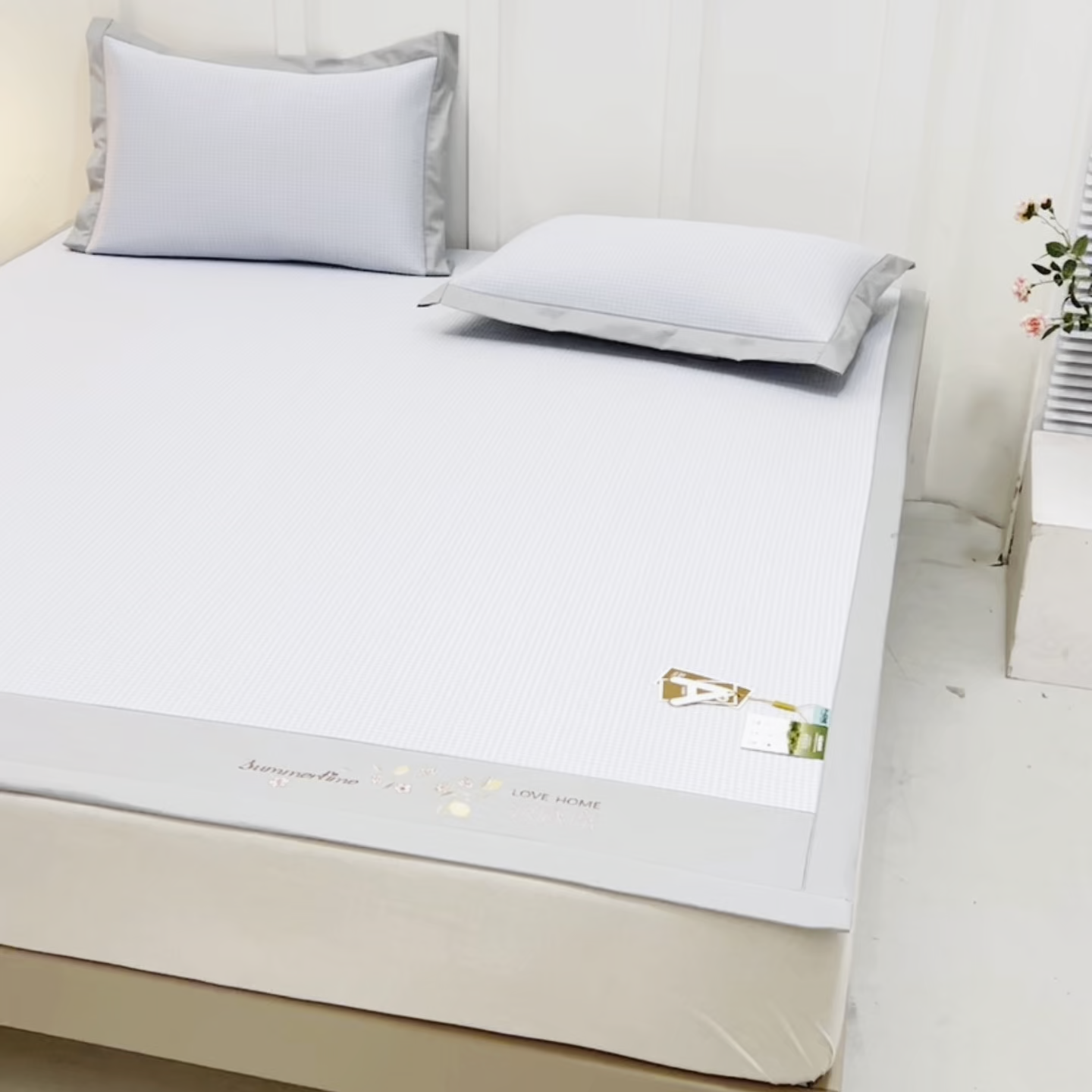 91家纺网 家纺一手货源 找家纺 小牛席业 2026新款柠檬清凉冰丝席凉席席子 蓝色