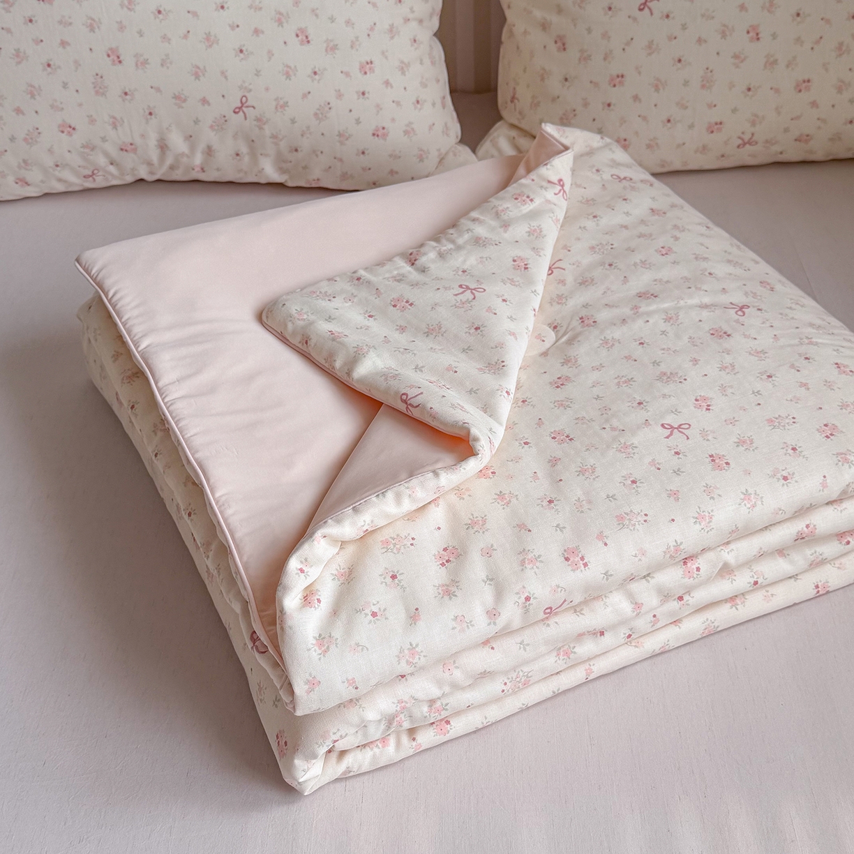 麦伦家居 2026新品双层纱小冰皮夏被夏凉被空调被 粉蝶结花梦