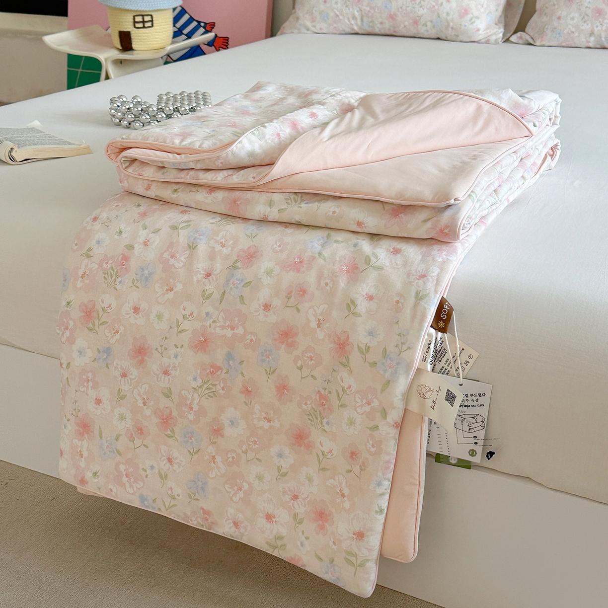 91家纺网 家纺一手货源 找家纺 麦伦家居 2026新品双层纱小冰皮夏被夏凉被空调被 山茶粉