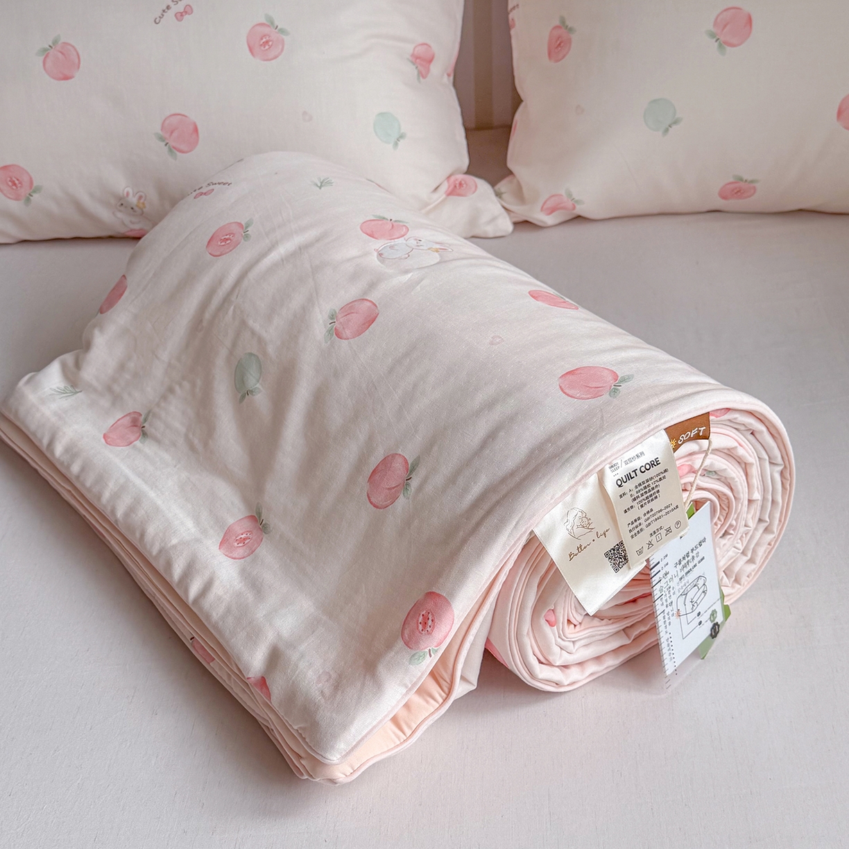 91家纺网 家纺一手货源 找家纺 麦伦家居 2026新品双层纱小冰皮夏被夏凉被空调被 桃桃酱