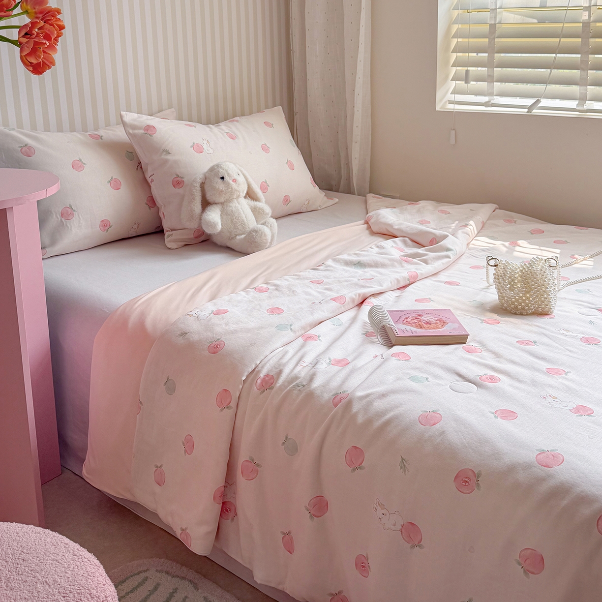 91家纺网 家纺一手货源 找家纺 麦伦家居 2026新品双层纱小冰皮夏被夏凉被空调被 桃桃酱