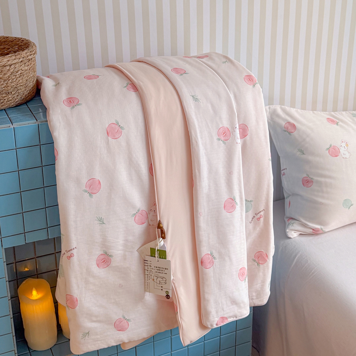 91家纺网 家纺一手货源 找家纺 麦伦家居 2026新品双层纱小冰皮夏被夏凉被空调被 桃桃酱