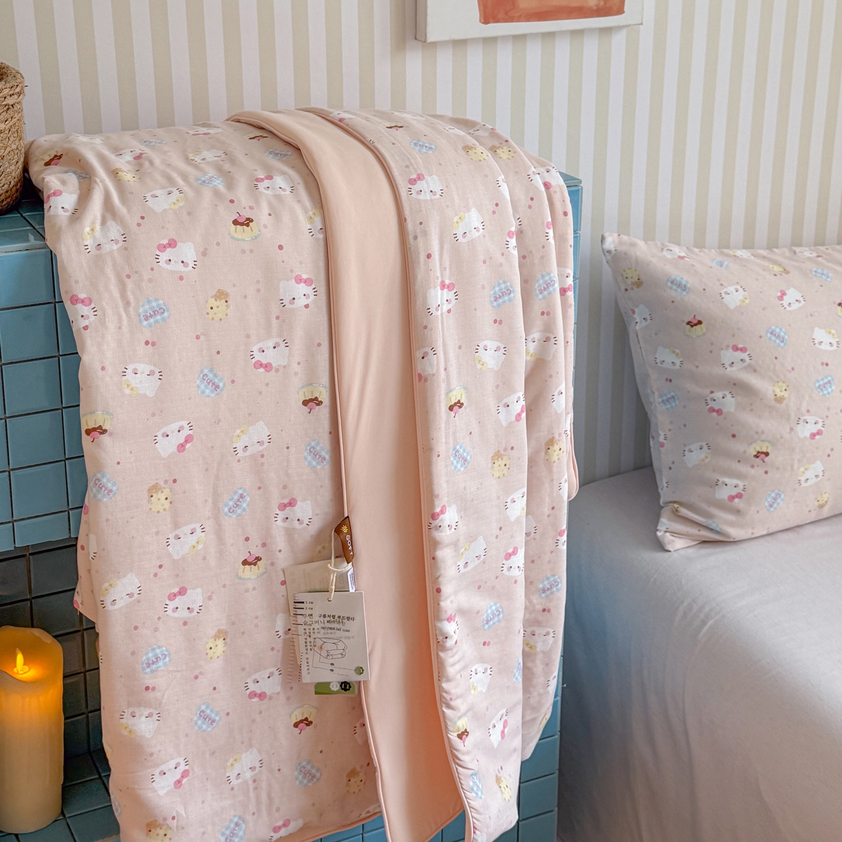 91家纺网 家纺一手货源 找家纺 麦伦家居 2026新品双层纱小冰皮夏被夏凉被空调被 甜甜猫咪