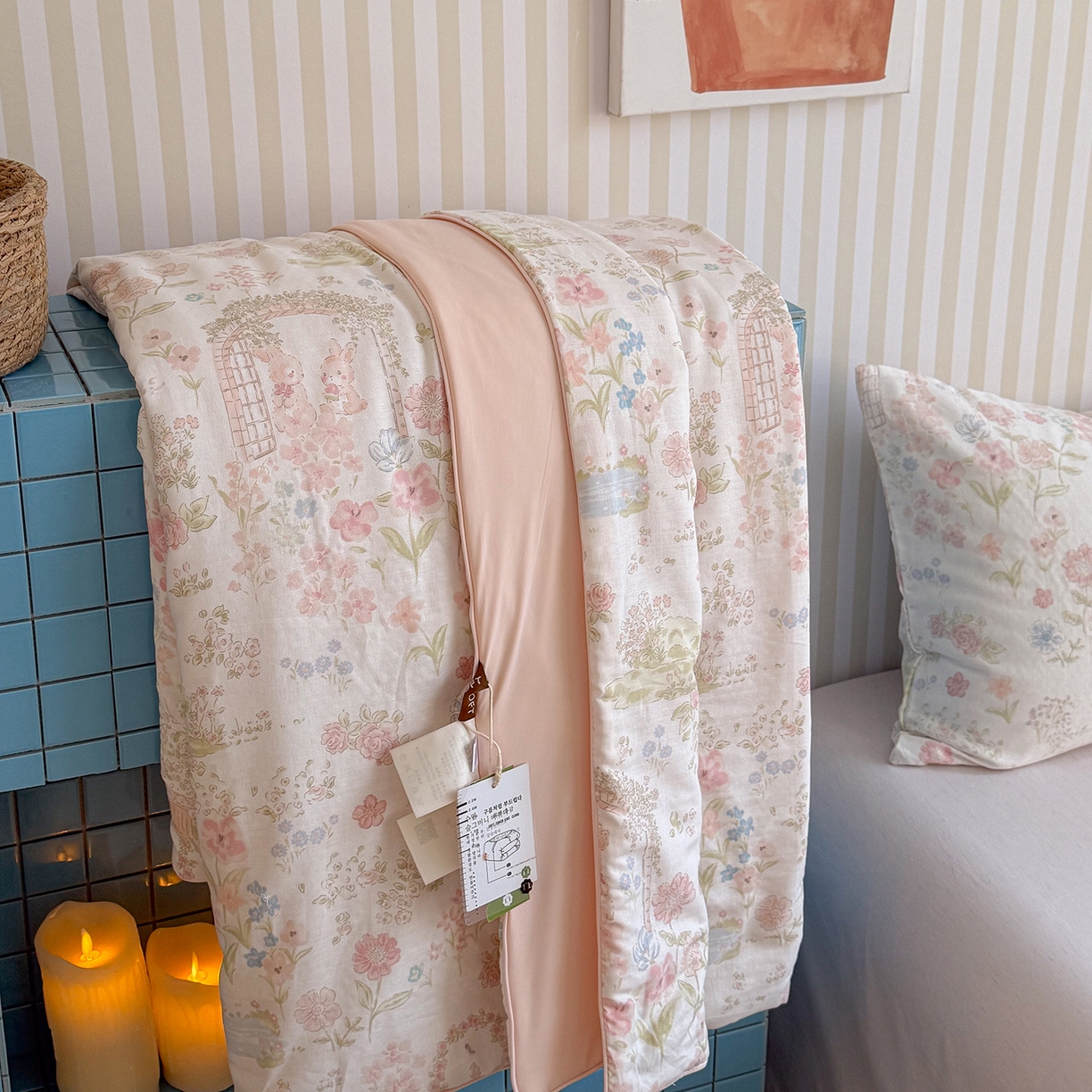 91家纺网 家纺一手货源 找家纺 麦伦家居 2026新品双层纱小冰皮夏被夏凉被空调被 莫奈花园